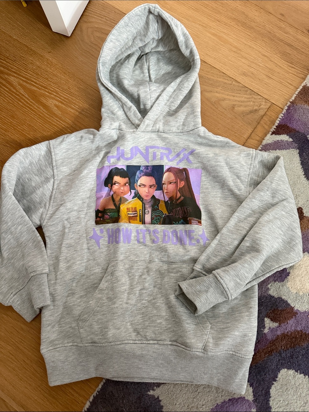 Zara Huntrix Graphic Hoodie Sweatshirt with Purple Print